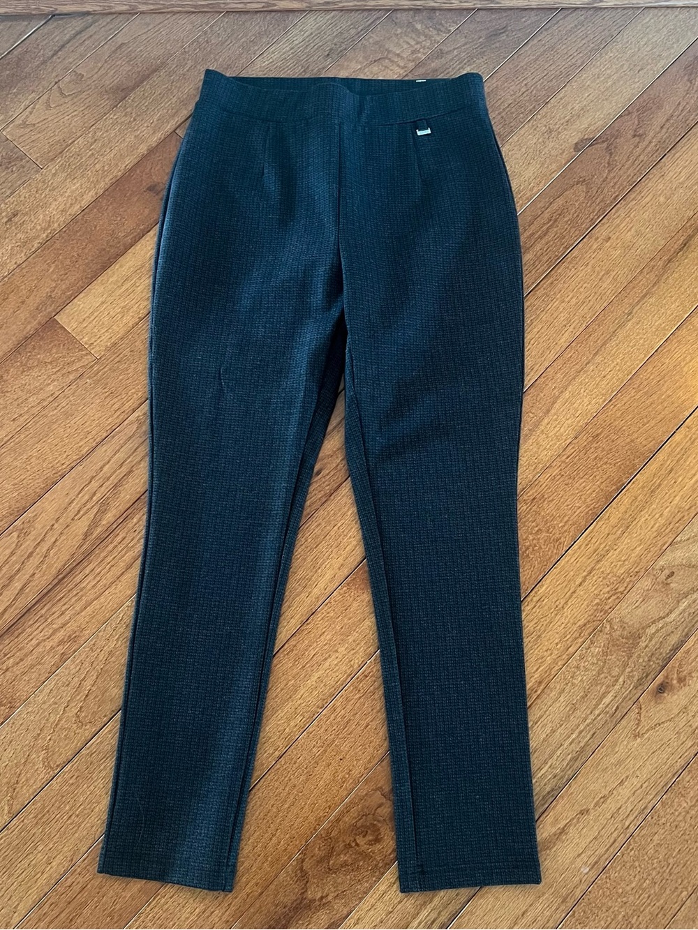 DKNY Charcoal Grey Textured Straight Leg Ankle Stretch Pants